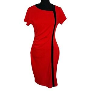 Viwenni Women Vintage Ruffle Business Colorblock Work Church Pencil Dress Medium